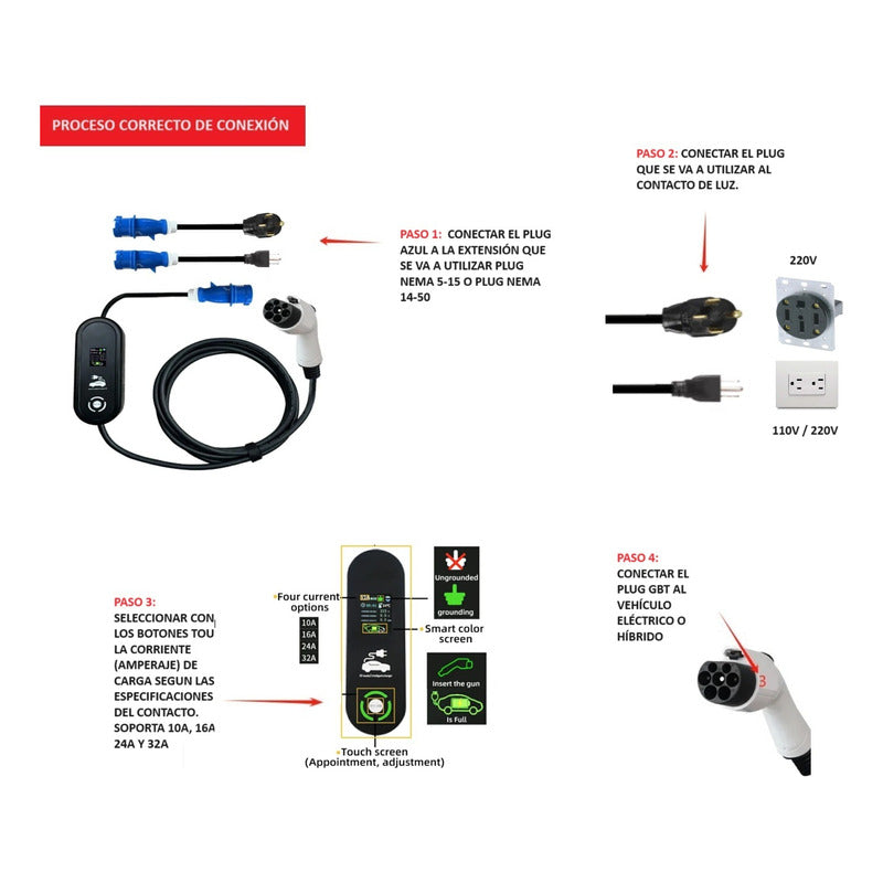 Cargador Portatil Gbt Byd, Jac, Sev, Etc De 7 Kw 32 Ampers